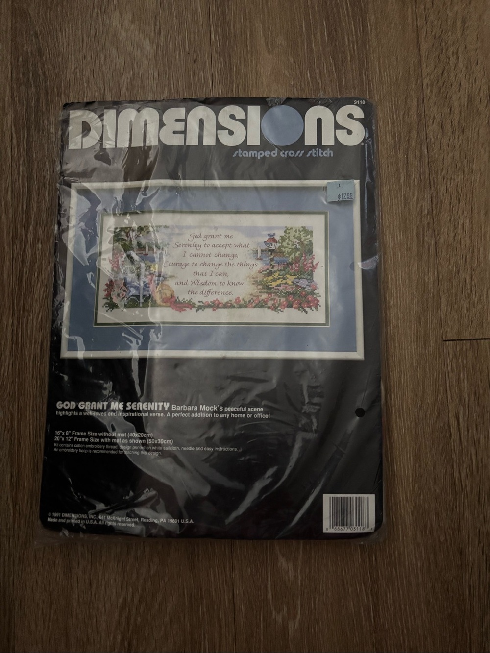 Vintage Dimensions God Grant Me Serenity Stamped Cross Stitch Kit 3118 NOS b61